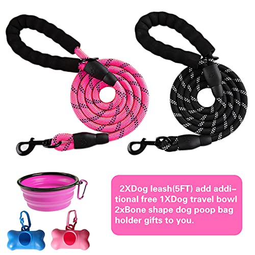 Dog Leash, (2 Packs) with Padded Handle, Durable and Reflective Dog Leash for Medium and Large Dogs(5 FT) - Thumbnail 6