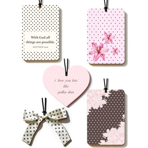 Image of Car Fresheners for Women, 5 Pack Cute Pink Polka Dot Hanging Car Air Freshener with Floral Scents, Girly Pink Car Accessories, Bow Heart Flower Air Fresheners for Car