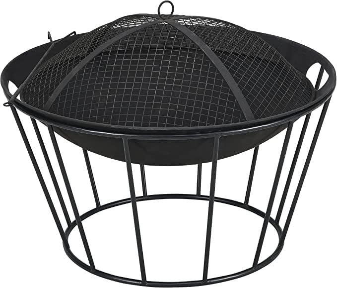 AHD EXPORTS Bonfire Pit - Round Wood Burning Fireplace - Rustic Steel and Iron - 55cm x 55cm x 60cm-image-48