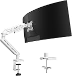 ETHU Monitor Arm Desk Mount for Monitors from 4.4 to 19.84 lbs Ultra Wide Screens up to 32 inches Full Motion Swivel Height Adjustable Monitor Stand C Clamp (Single White)