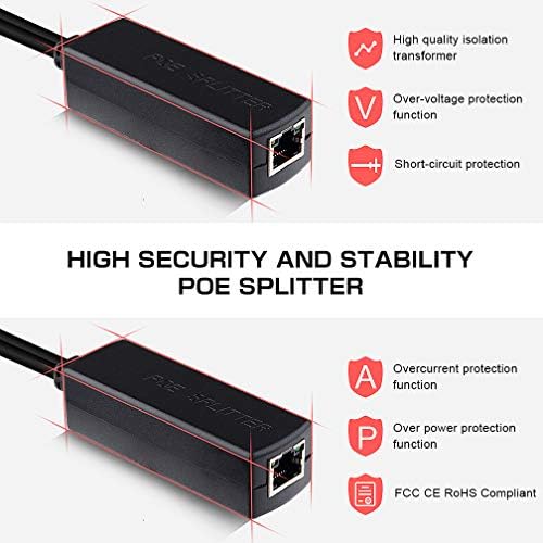 Active PoE Splitter - Power Over Ethernet Splitter Adapter, 48V to 12V, IEEE 802.3af Compliant, 10/100Mbps PoE Splitter for Surveillance Camera, WAP and VoIP Phone, up to 100m, 2 Pack