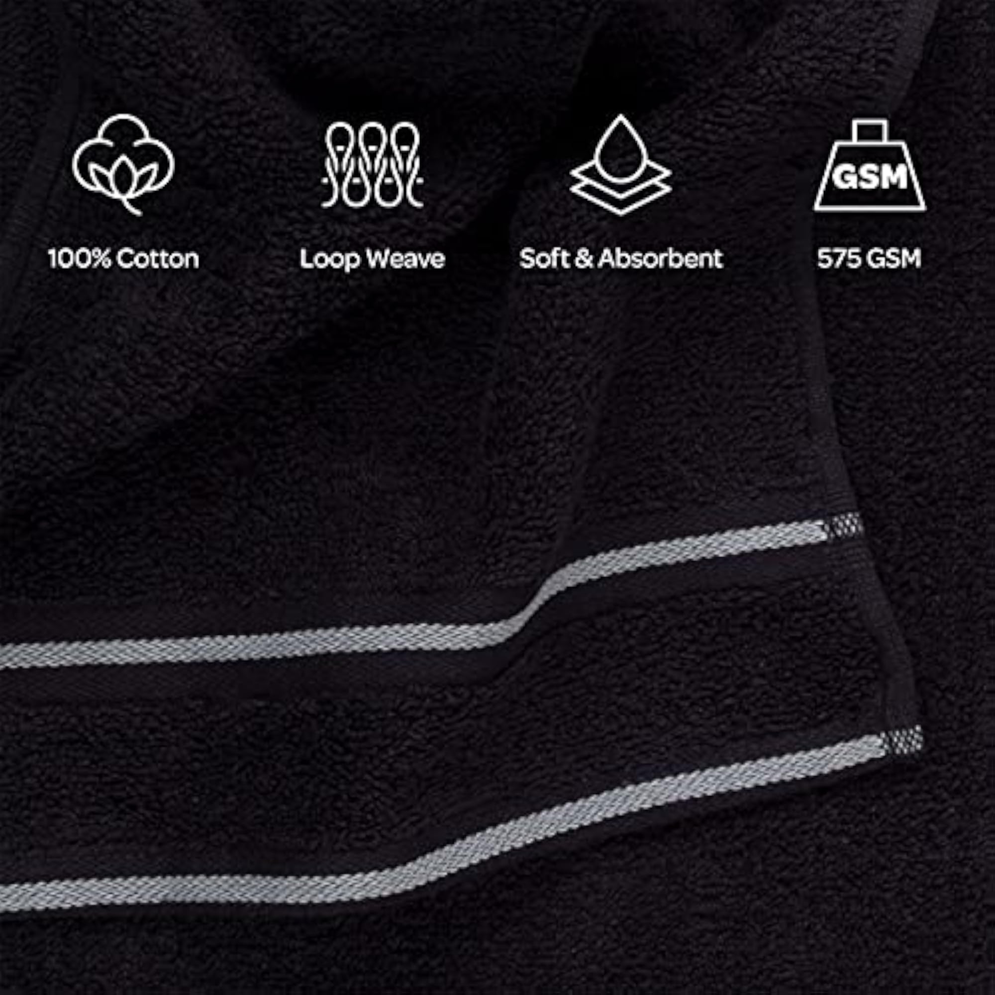 8PC Towel Set - 575GSM 100% Cotton Bathroom Essentials