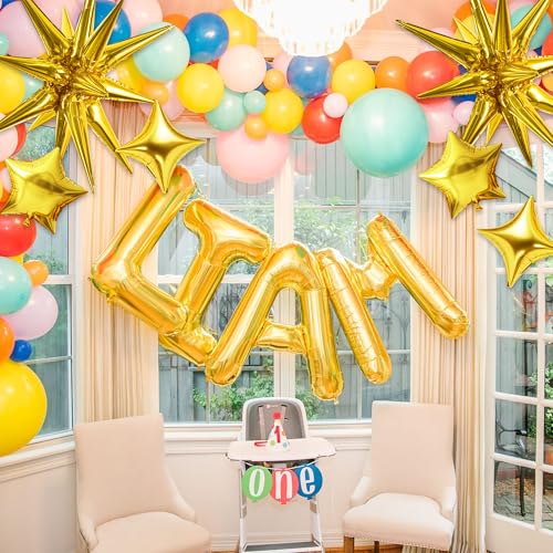 TONIFUL 22Inch 15Pcs Gold Large Explosion Star Mylar Balloons and 10Inch Four Pointed Star Balloons Set for Christmas New Year Birthday Wedding Bridal Shower Anniversary Photo Booth Supplies - Image 7