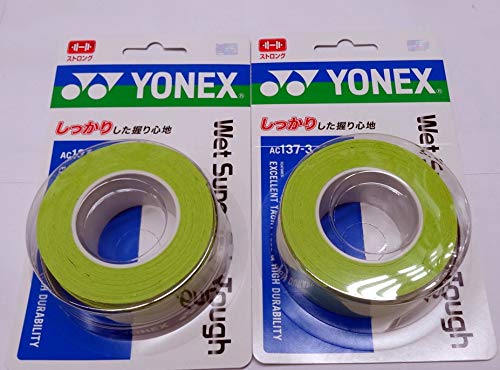 ヨネックス(YONEX) グリップテープ ウェットスーパーグリップタフ(3本入) AC137-3 ブライトグリーン×2個セット