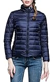 Women's Lightweight Packable Down Puffer Coat Fall and Winter Stylish Jacket Navy US Medium(Asian 2XL)
