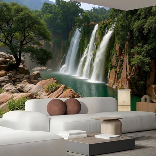 Papier peint cascade naturelle intissé pour agrandir un salon sombre