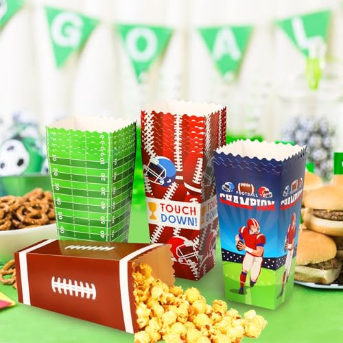 Image of 32 Pack Football Popcorn Boxes 4 Styles Popcorn Bags Buckets Container Holder 2025 Football Party Supplies