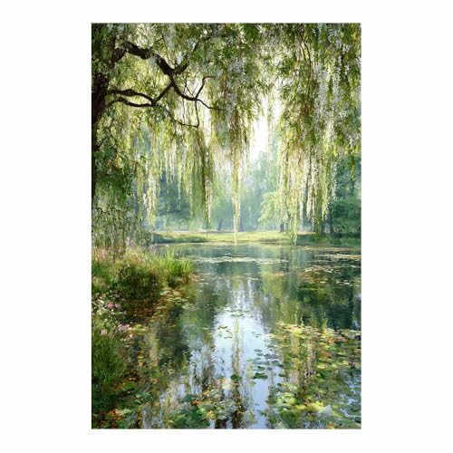 Peinture sur toile vue sur le lac pour créer un coin méditation