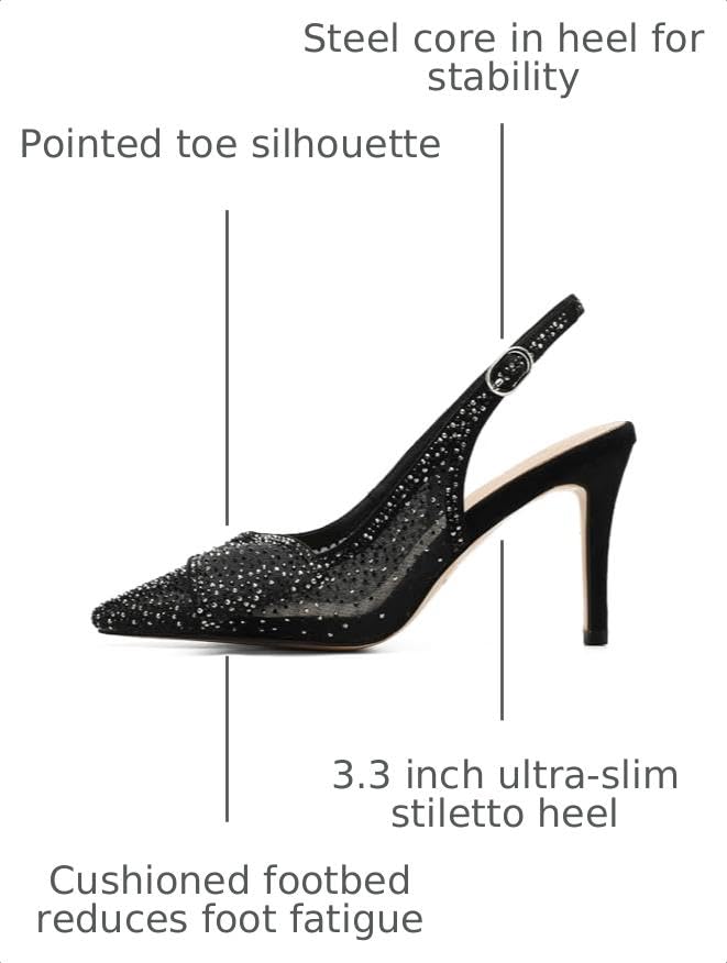 Image of Women's Bow-Detail Slingback Pumps Pointed Toe Stiletto Heels