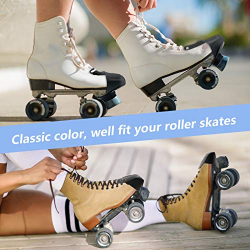 2 peças Protetores de Biqueira Pretas de Couro Artificial para Skate Quad Roller Skate