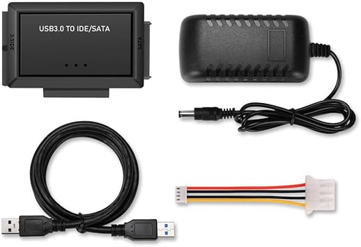 IDE to USB 3.0 Adapter, USB C to SATA/IDE Hard Drive Adapter for 2.5/3.5" HDD SSD, with Power Supply, USB to SATA IDE Converter for Laptop/PC Data Recovery & Transfer 01