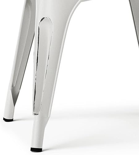 Miniatura 7 de SIMPLIHOME Fletcher - Silla auxiliar de metal industrial (juego de 2) en color blanco envejecido, totalmente montada para el comedor