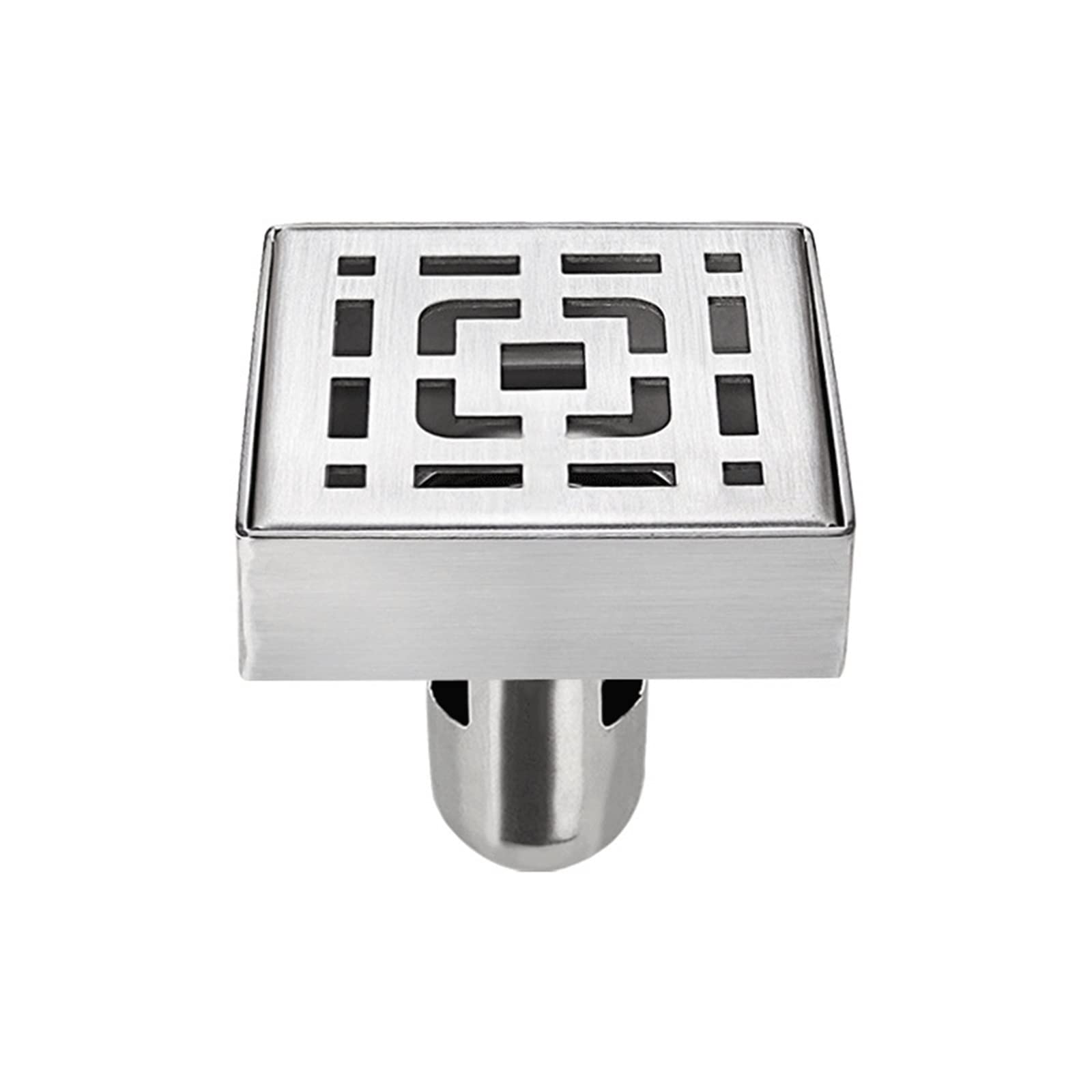 Siphon de sol carré 8 cm anti-odeur en acier inoxydable pour évacuation d'angle mural