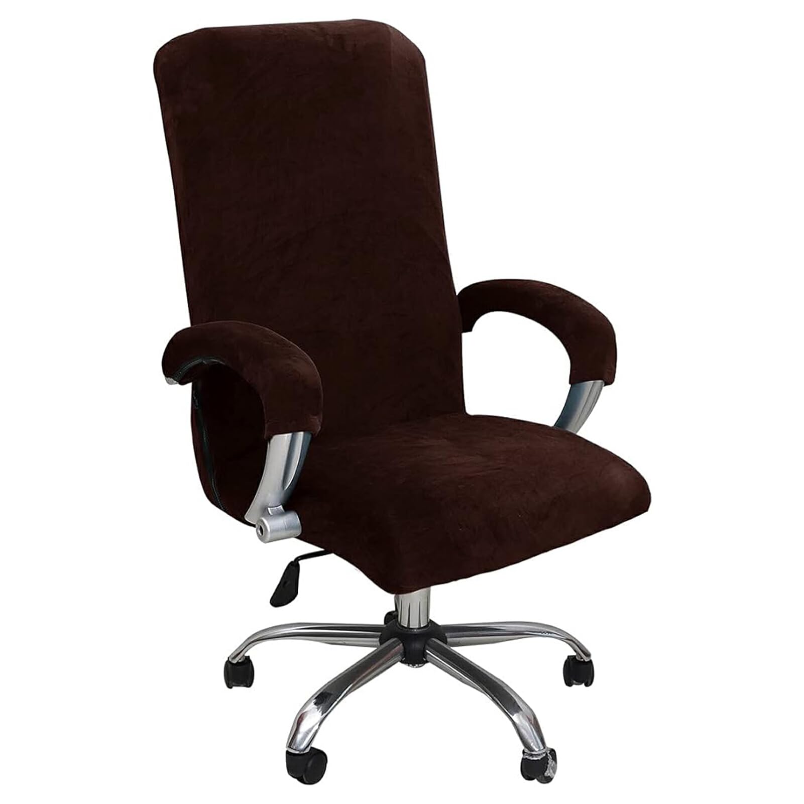 YIUPEDRFG Funda para Silla de fácil Cuidado Hecha con Terciopelo para Mantenimiento, Funda para Silla giratoria elástica, Funda para Silla de Ordenador de Terciopelo, Marrón XL
