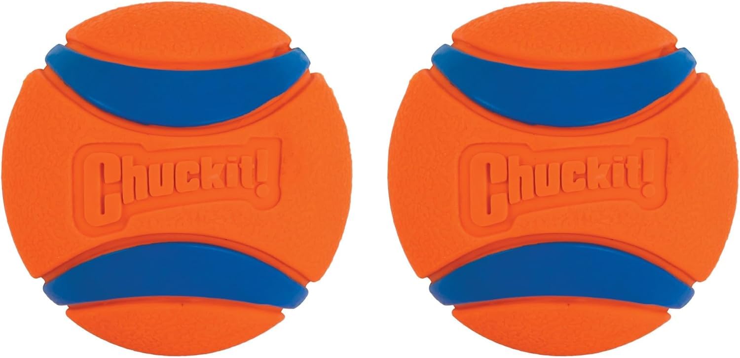 Chuckit! Ultra Ball Durable Rubber Dog Toy, Small, 4.8 cm (2-Pack) | High Bounce & Visibility, Natural Rubber, Floats in Water, Easy to Clean, Compatible with Launchers, For Small Dogs