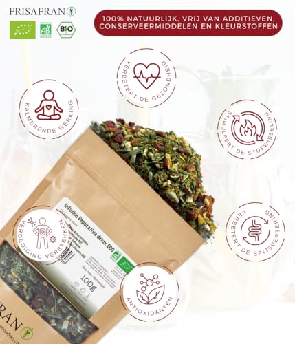 Frisafran | Infuso Detox Purificante Bio Sfuso 200G | Digestivo | Tisana Drenante Con Effetto Diuretico | Proprietà Disintossicanti | Antiossidante Naturale | Senza Additivi | Tisana Detox Dimagrante - 2