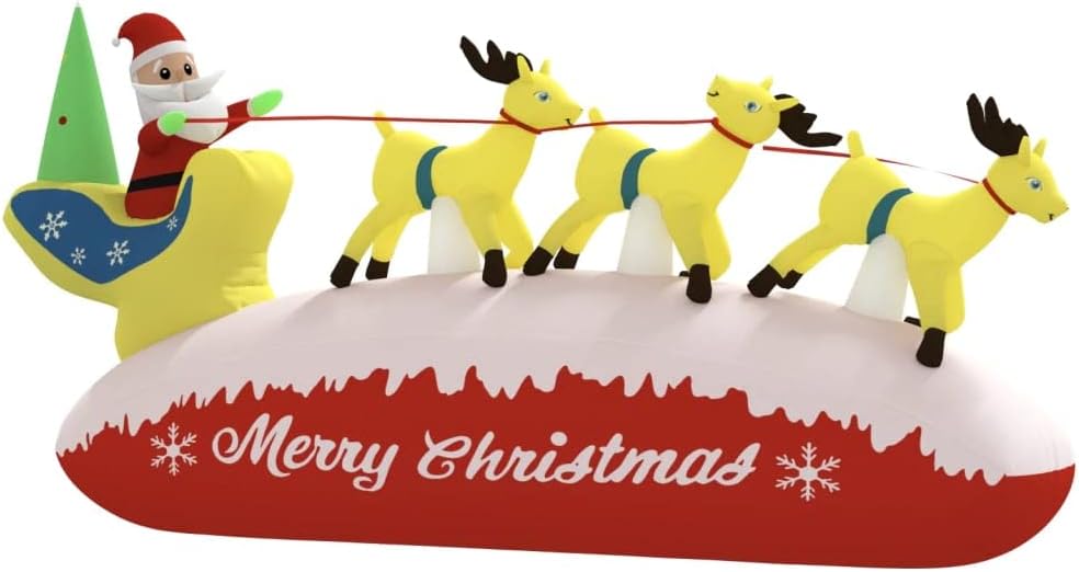 vidaXL Santa Reindeer Sleigh, Xmas Decoration with LEDs, Christmas Lighting for Indoor and Outdoor, Holiday Party Ornament, Modern Style