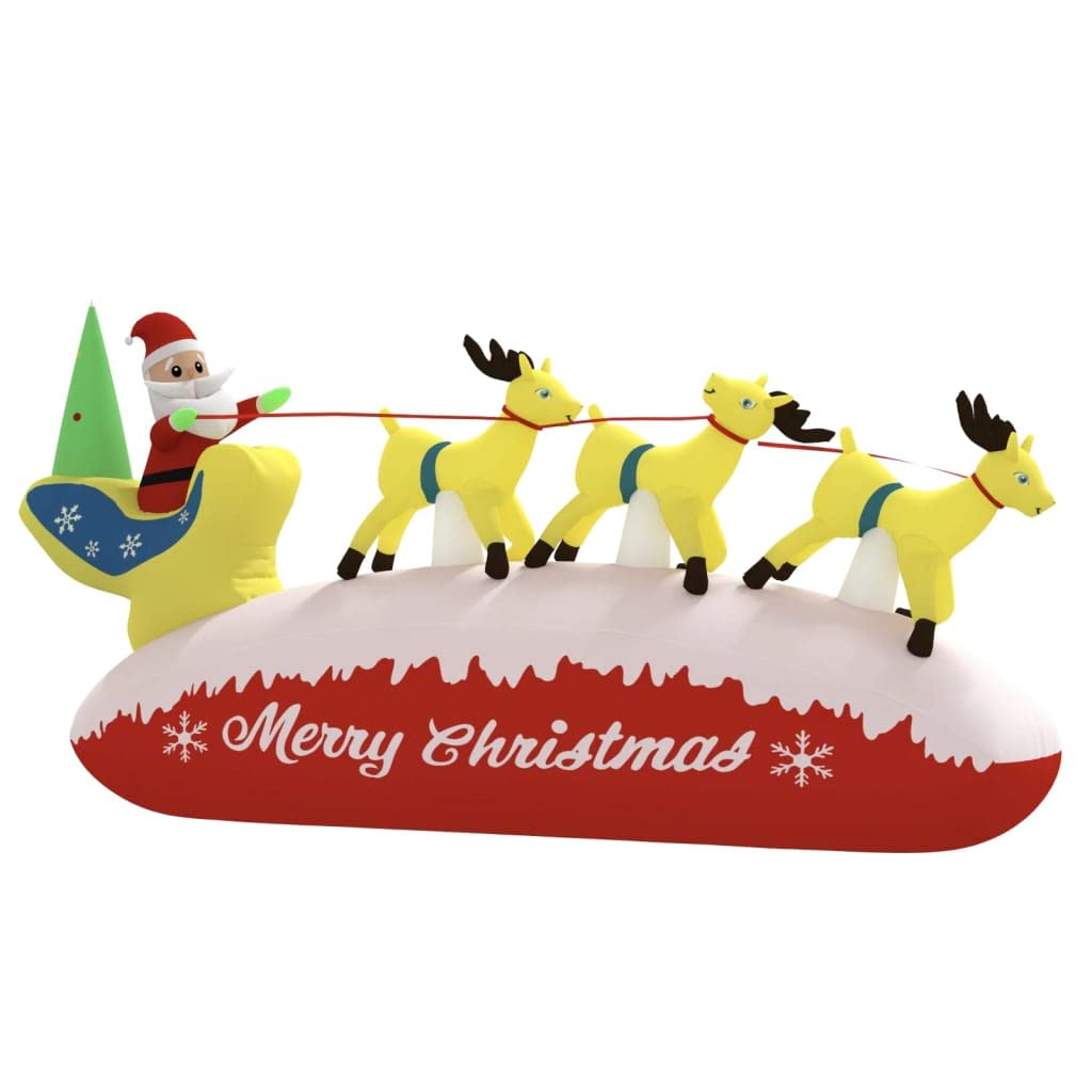 vidaXL Aufblasbarer Weihnachtsmann mit Rentier LED Weihnachten Beleuchtet Weihnachtsfigur Weihnachtsdeko Figur Winter Dekoration 145cm