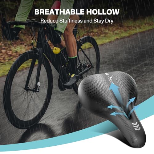 YOUNGDO Waterproof Bike Saddle with Memory Foam,Trekking Comfort Bicycle Saddle Seat Cushion Universal Fit, Shock Absorbing fit Mountain Bike Road Bike Exercise Bike for Men and Women