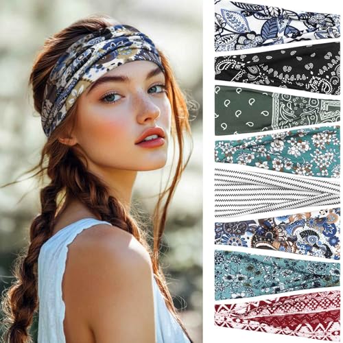 BELEVO 8 Pcs Bandeau Cheveux Femme, Antidérapant Bandeaux...