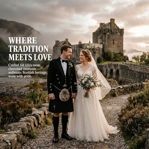 Image of 8 Yard Mens Kilt - Authentic Tartan Kilt for Men Highland Outfit for Weddings & Traditional Scottish Wear