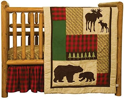 Trend Lab Northwoods Forest Animal Theme Buffalo Plaid 3 Piece Baby Crib Bedding Set