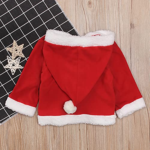 Christmas Toddler Clothes Santa Baby Girls Boys Hooded Zipper Jacket Coat Long Sleeve Fleece Tops Warm Outerwear (Red, 4-5T) #TOP4
