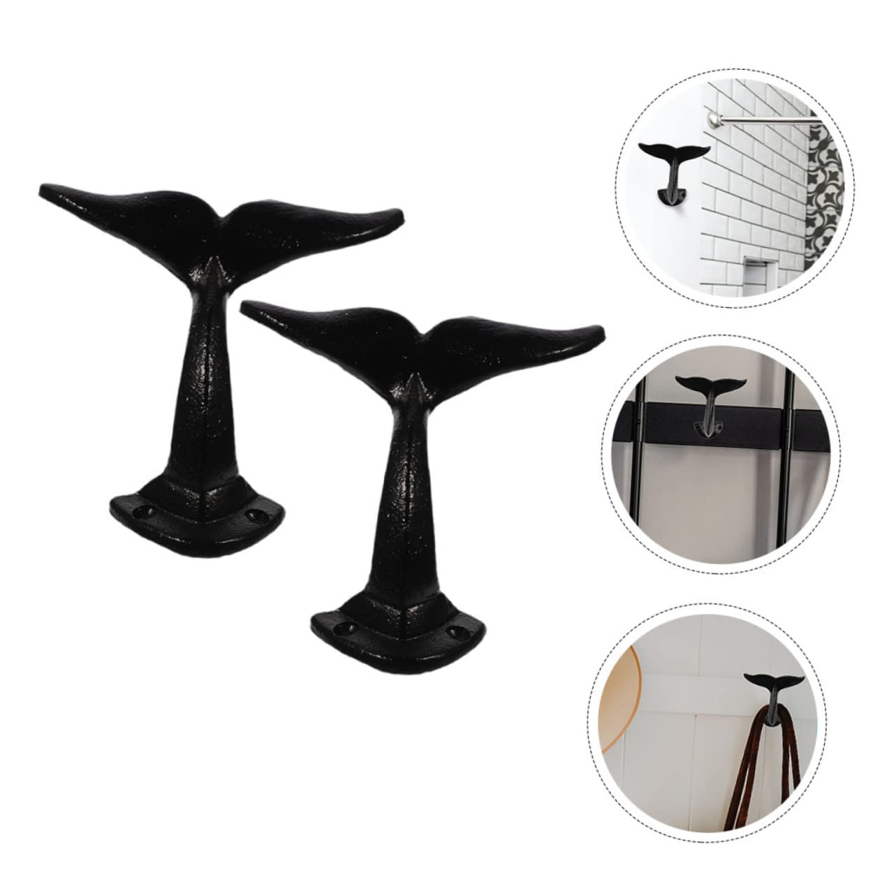 2piezas Gancho De Pared Decorativo De Ballena Fundición Resistente Para Colgar Abrigos Toallas y Llaves Para Hogar y Tienda