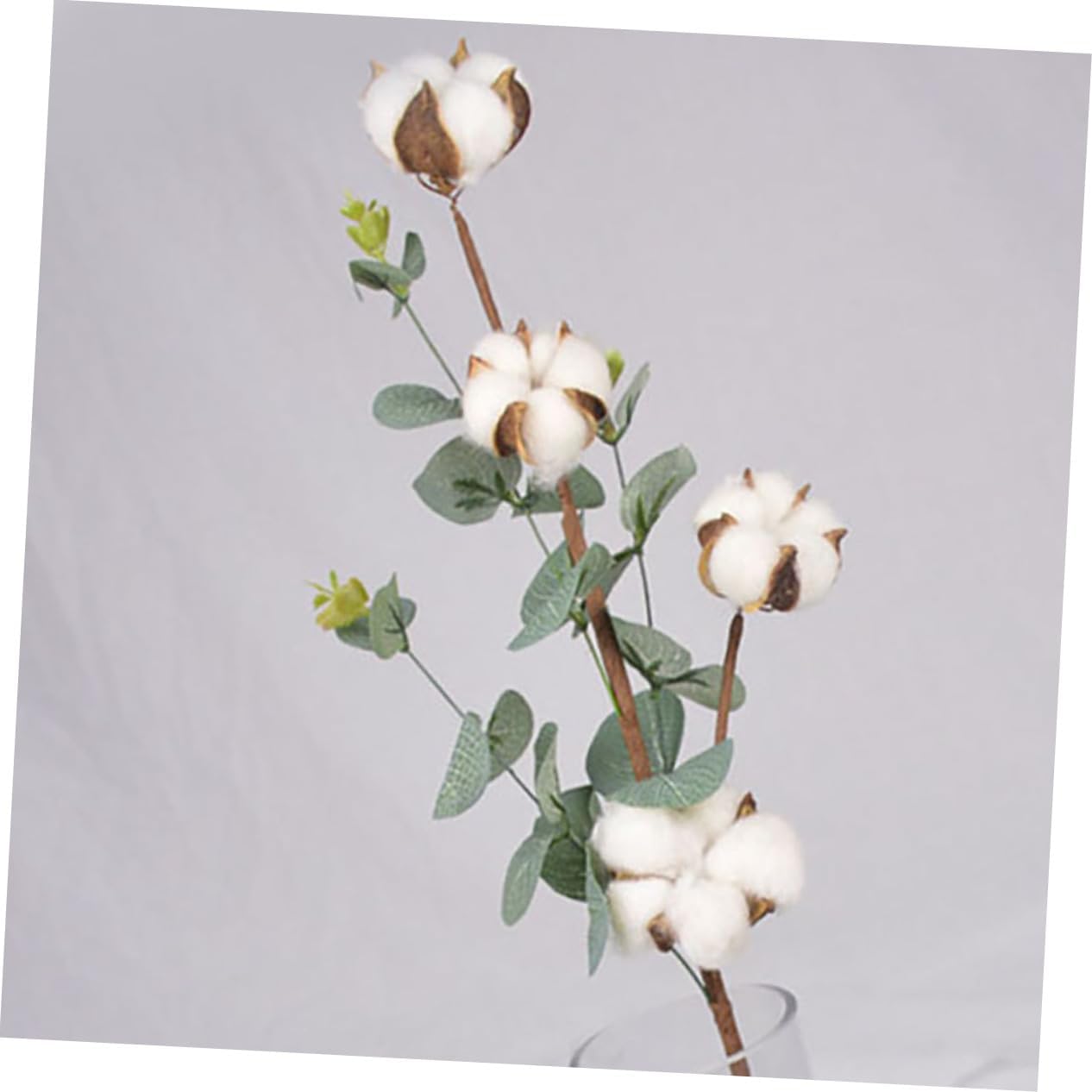 6Pcs Artificial Cotton Eucalyptus Flower Bouquet Faux Flower Decor for Home Hotel Party Wedding Rustic Centerpieces Never Wither for Floral Arrangements