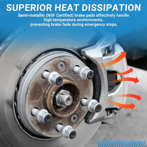 Image of Brake Pads Front and Rear Compatible with 2011-2017 Honda Odyssey Automotive Replacement Brake Pads Semi-Metallic D1521 D1281