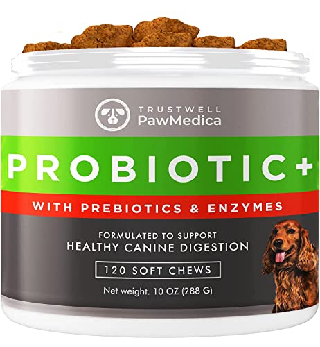 PawMedica Dog Probiotics and Digestive Enzymes, Probiotics for Dogs Made in USA, Pet Probiotic Chews for Dogs, Prebiotics & Probiotic Dog Digestive Support, Probiotic Treats - 120 Dog Probiotic Chews