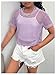 SweatyRocks Girl's Sheer Mesh Fishnet Workout Top Hollow Out Short Sleeve Sports T Shirt Mauve Purple 10Y