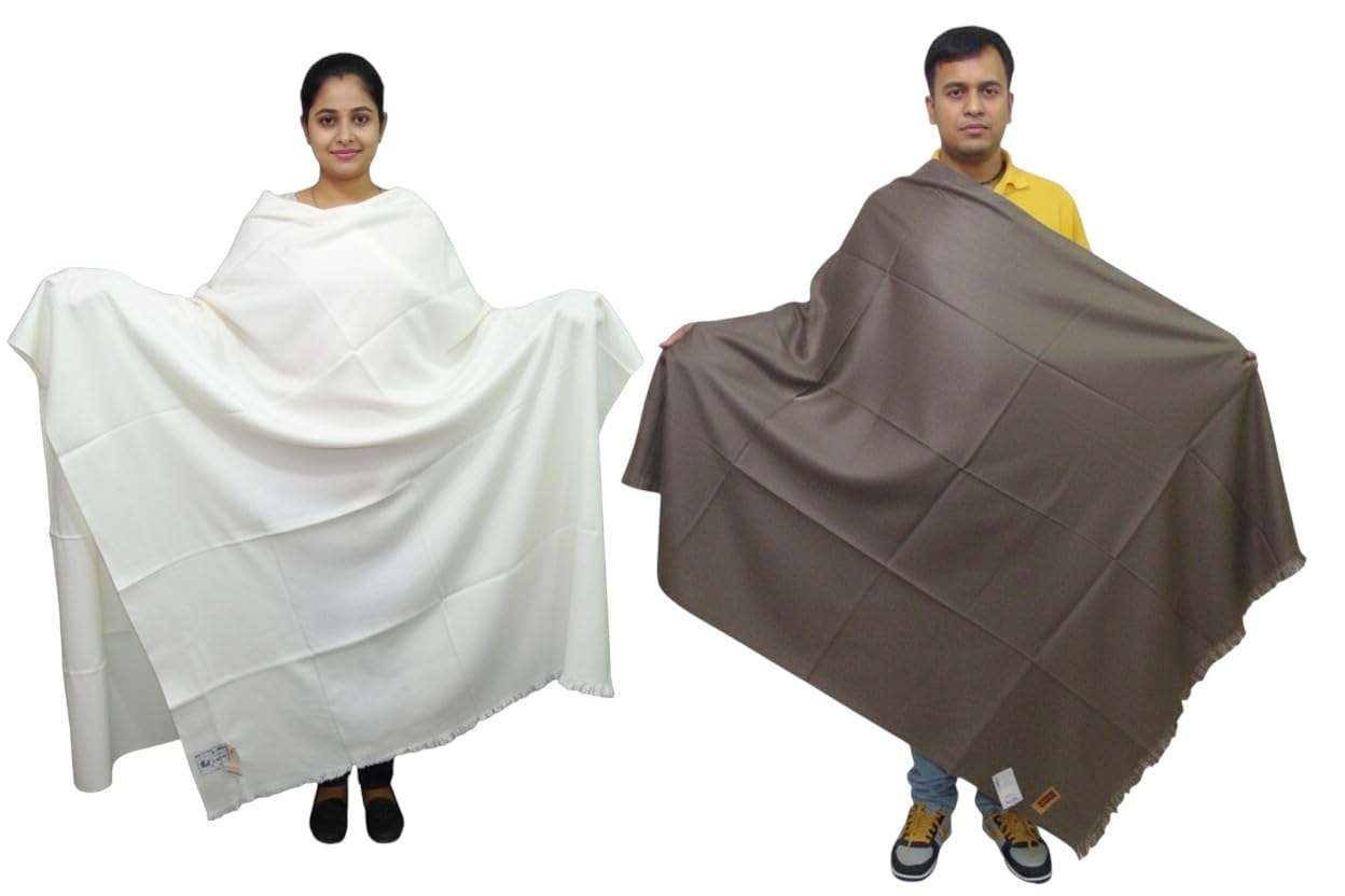 White::Grey Wool Solid Men's Shawl KA-SWL-40-image-1