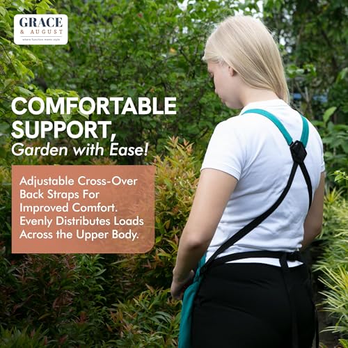 Tablier de jardinage Oxford résistant à l'eau avec sangle transversale bleue