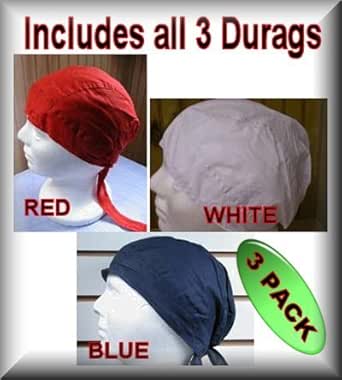Amazon.com: Special Do-rag Durag 3 Pack - Solids - 1-RED 1-White 1-Navy ...