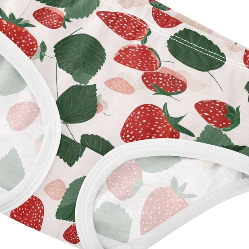 Wusikd Cute Strawberry Girls' Underwear Cotton Girls Briefs Soft Toddler Underwear 2T4