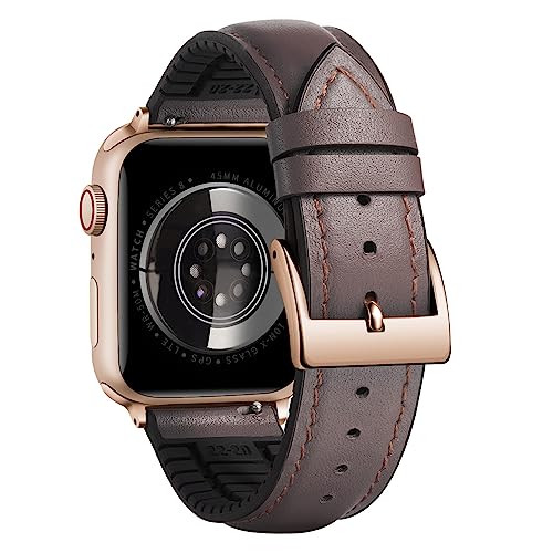 Image of BINLUN Leather Silicone Bands Compatible with Apple Watch 38mm 40mm 41mm 42mm 44mm 45mm 46mm 49mm Sweatproof Replacement Strap for iWatch 11 /10 /9 /8 /7 /6 /5 /4 /3 /2 /1 /Ultra /SE Men Women