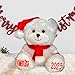 Personalized Christmas Stuffed Animal - Custom White Santa Teddy Bear Plush Toy, Customized X-Mas Holiday Animals Bears with Red Hat, Scarf & Gloves, Gift for Kids & Adults, Measures 11.81 Inches