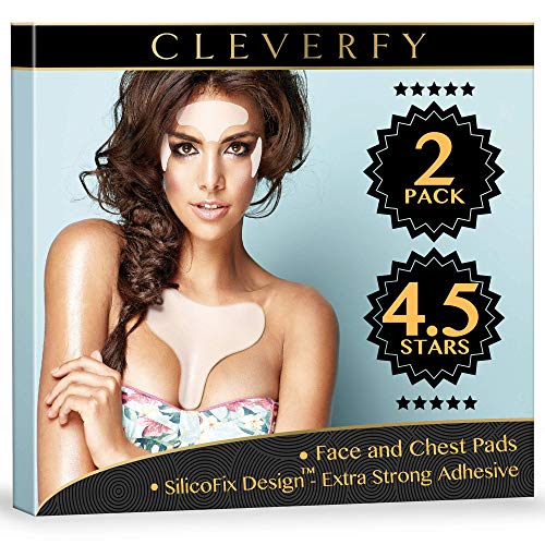 Cleverfy Chest Wrinkle Pads & Facial Wrinkle Patches - 2x Silicone Eye Pads, 1x Decollete Anti Wrinkle Chest Pads and 1x Forehead Wrinkle Patches - Silicone Wrinkle Pads for Chest Wrinkles Prevention