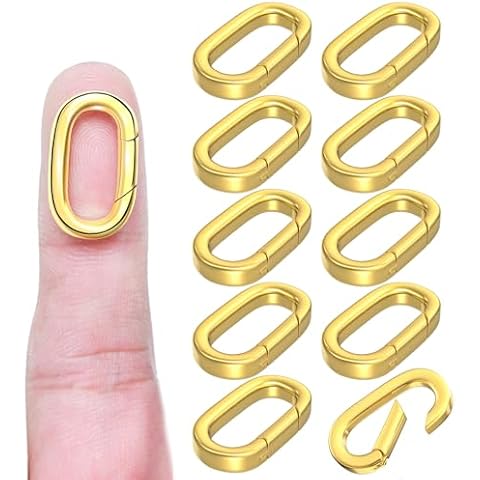 10Pack Carabiner Clip Pendant Clasp for Jewelry Making,18K Gold and Silver Necklace Clasp and Closures Jewelry Carabiner Charm Clasp for Necklace Bracelet Cover