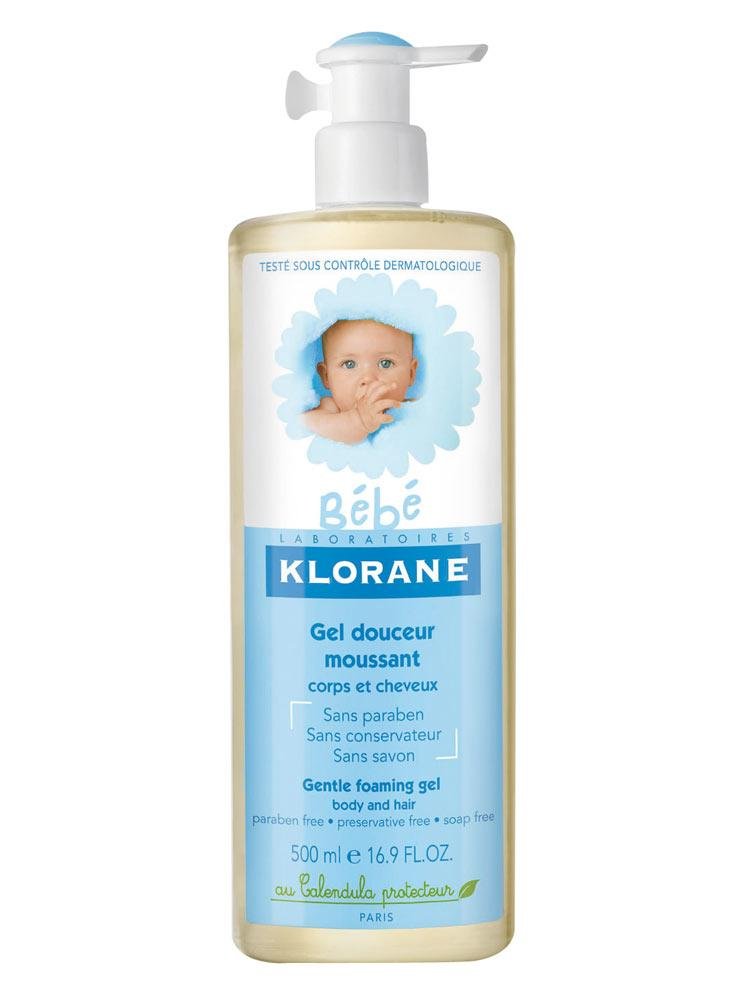 KLORANE - Gel Limpiador Suave Bebé - Cabello y Cuerpo - 500 ml | Con Caléndula Calmante - Alivia y Protege el Delicado Cabello y la Piel de Los Bebés - Espuma Ligera y Perfumada