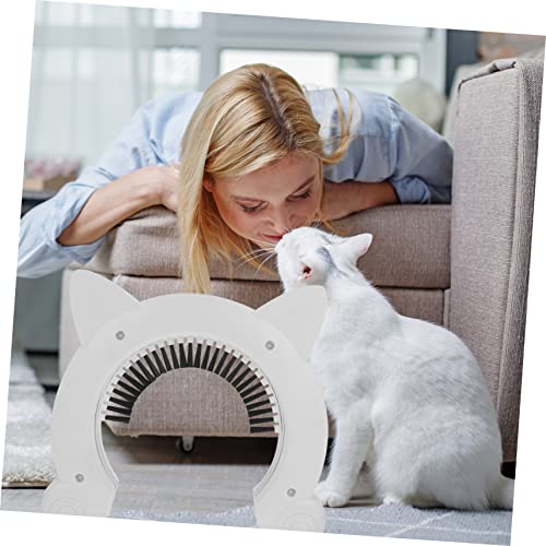 Puerta para gatos con cepillo de aseo integrado en plástico ABS blanco para interior 3