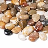Rahato 15 lbs River Rocks, 1-1/2 inch Plant Rocks for Pots Indoor, Decorative Garden Rocks Outdoor Landscaping, Polished Natural Stone for Walkways, Yard, Vases, Crafts