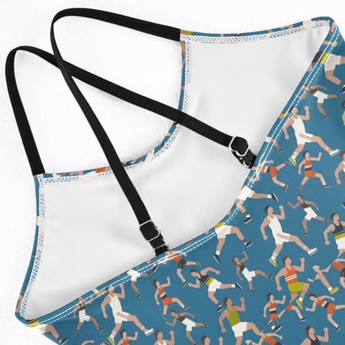 senya Girls Swimsuits One-Piece Swimwear Tie Bathing Suit Beach Summer Round Neck 9-10T Run Pattern4