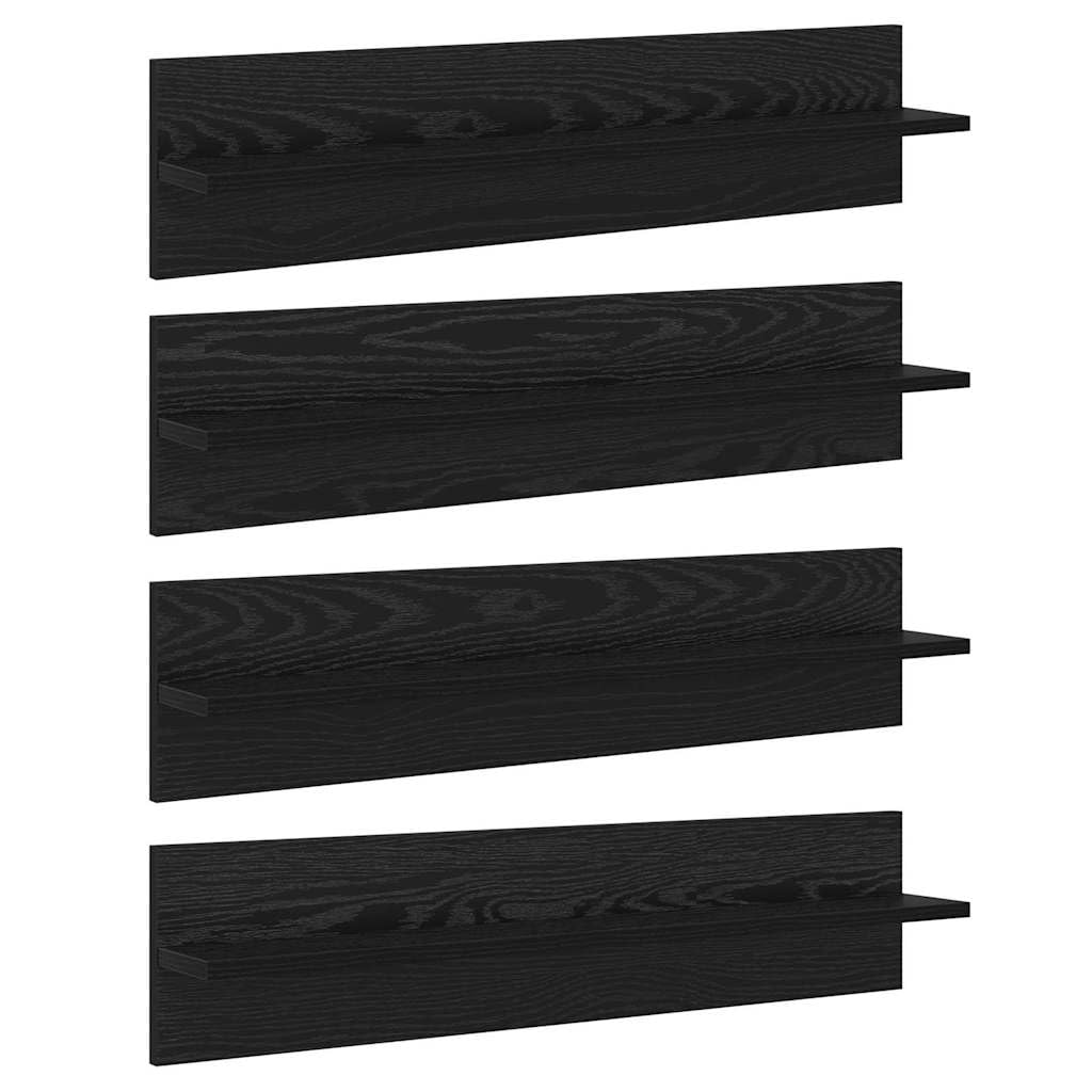 Lot de 4 étagères murales en chêne noir 80 x 11,5 x 18 cm