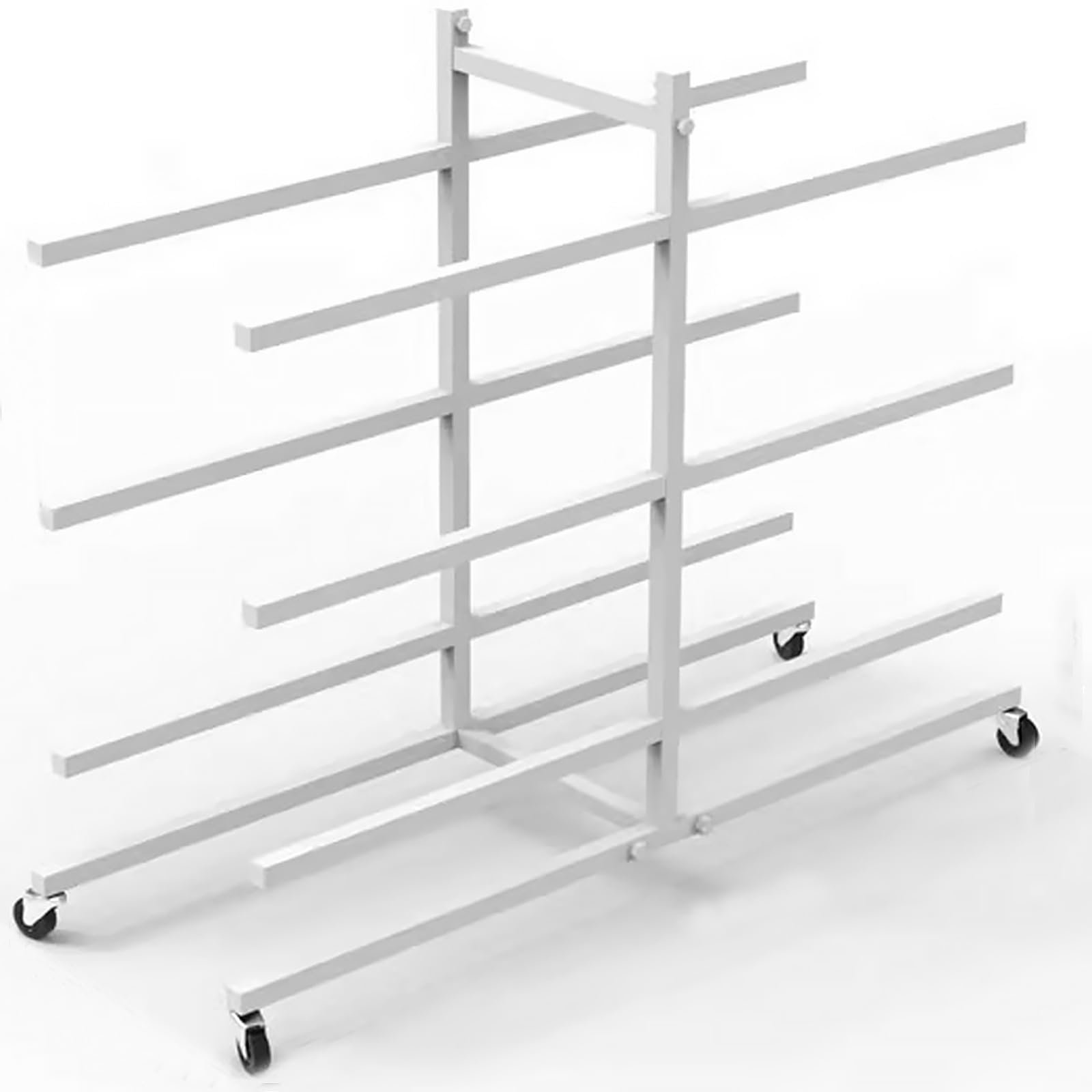 Hochleistungs-Halter für halbe Balancebälle aus Eisen mit 3 4 5 Ablagen, Rollwagen für Yogamatten/-blöcke für den gewerblichen Heimgebrauch für Fitnessraum,White-3 Layer-95cm/37.4in Tall