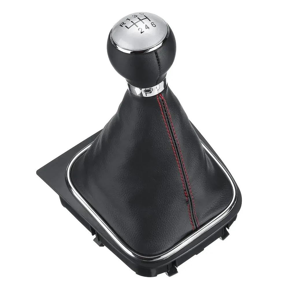 Sxqpocar 6 Speed Gear Shift Knob W/Gaiter Boot Cover Manual Shifter Lever Stick For Golf For Rabbit For Jetta Mk5 Mk6 2005-2014 Shift Lever Head(6 Speed)