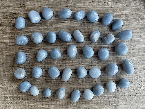 Image of GAF TREASURES 1 /2 LB Angelite Tumbled Stones, Polished Angelite Gemstone, Angelite Healing Crystals (Angelite)
