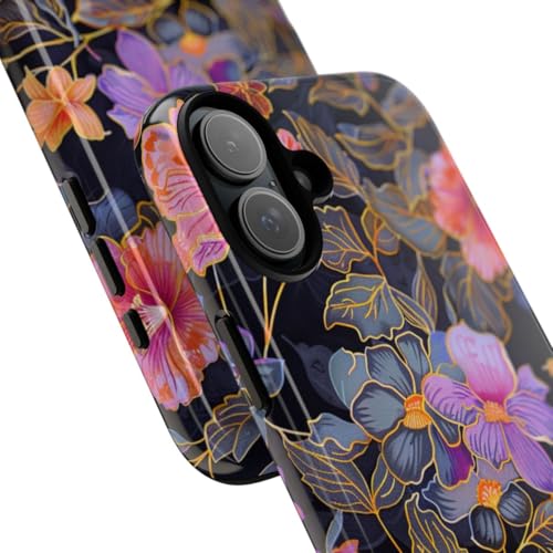 Coque rigide iPhone 16 Plus motif floral vibrant de qualité premium