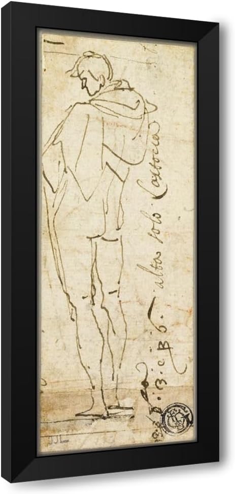 ArtDirect Standing Male Nude (1680-99) Custom Framed Art Print Giclee Print or Canvas Options with Various Sizes and Customization by After Andrea del Sarto